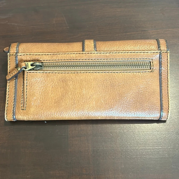 Fossil Vintage Leather Clutch Tan Billfold Card Wallet - Picture 8 of 16